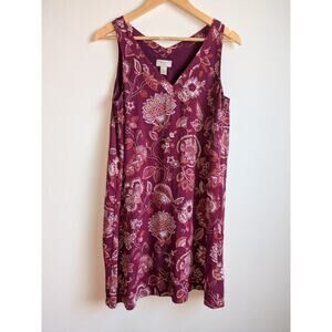 Loft Shift Dress Paisleu Paisley Floral V Neck Sleeveless Chiffon BOHO Lined S M